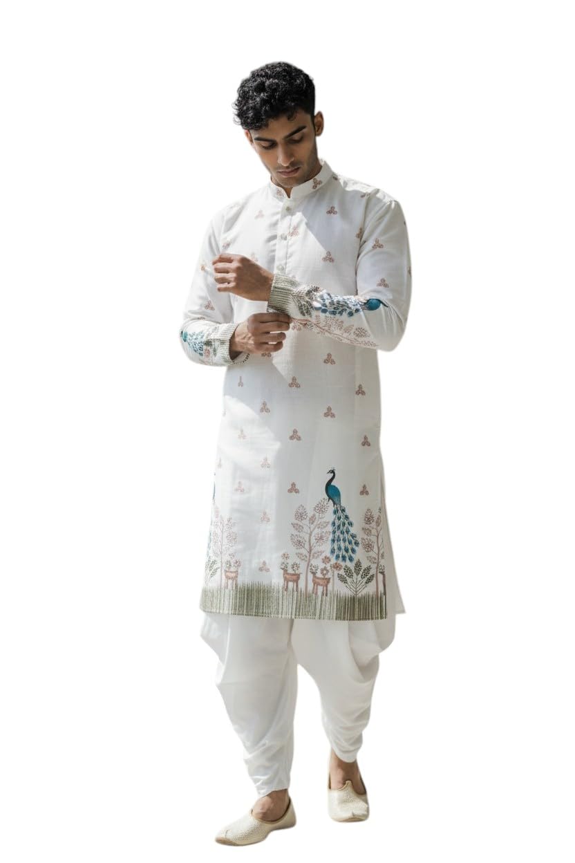 Men’s Pure Cotton Kurta Dhoti Set | Traditional Ethnic Wear for Festive, Wedding & Puja Occasion-image-12