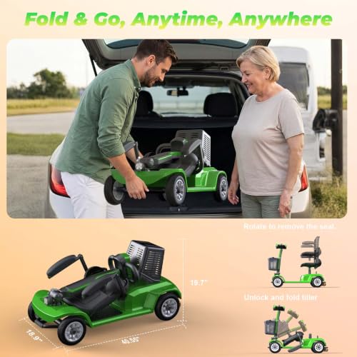 Image of Movcan X-02 4 Wheel Electric Mobility Scooter,Foldable Mobility Scooter for Adults & Seniors,419 LB Heavy Duty,13 Mile Range,360 Swivel Seat,Electromagnetic Brake,Storage Baskets,Indoor & Outdoor Use