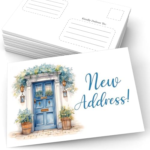 Amazon.com: New Address Postcards(50 Pack), Watercolor Front Door ...
