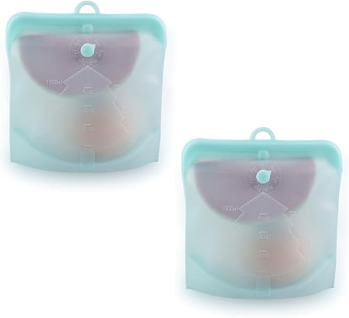 AGGERT Bolsa de almacenamiento de alimentos Ziplock, bolsas selladas frescas, bolsa de aperitivos reutilizable, bolsa de alimentos de silicona,