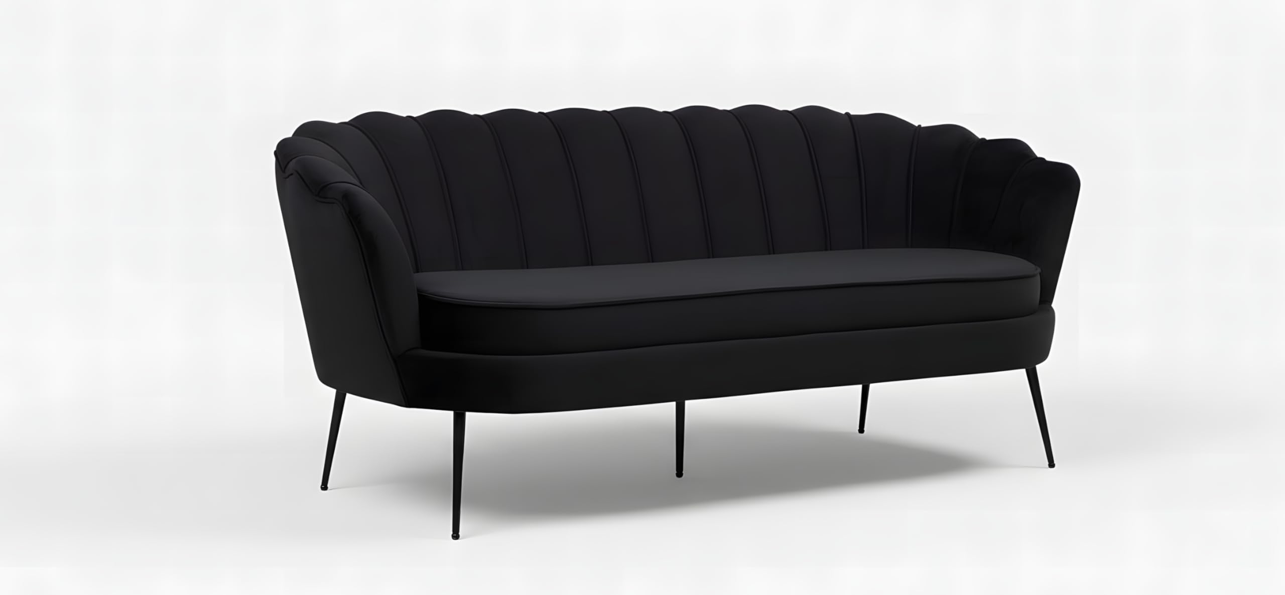 Couch 3 Sitzer - Sofa Nice 3 Personen Velours Schwarz 181x79x78 cm 3er Polstersofa Dreisitzer Wohnzimmersofa modern skandinavisch Stoffsofa Loungesofa Wohnzimmermöbel Sitzcouch Sitzmöbel