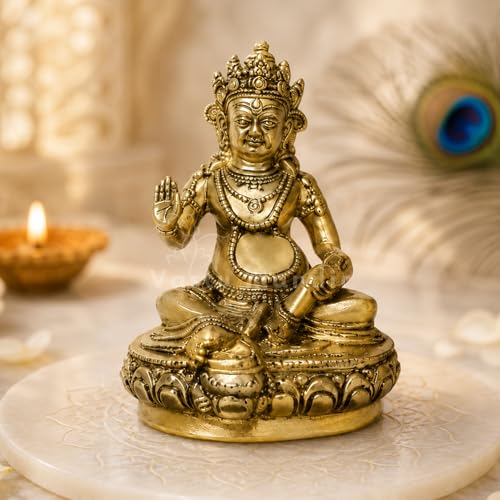 Image of Pure Brass Kuber Ji Idol, Vastu Remedy for Wealth (19 cm, 1.99 kg)