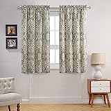 MVSUTA Palermo Vintage Gray Pinted Paisley Window Curtain Pair,Farmhouse Taupe 2 Panels Set,Each 42"