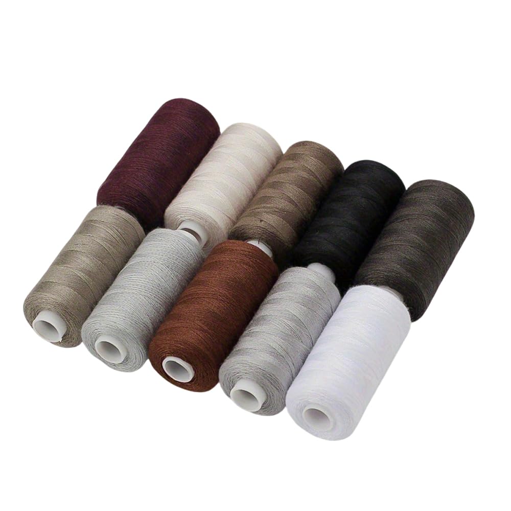 10 Spools Polyester Thread, Polyester Sewing Thread for Hand and Machine Sewing, 400 Yard Per Spool, Gray Tone