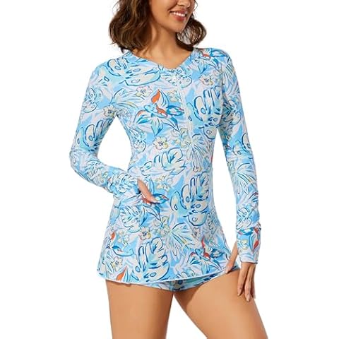 Cagola Long Sleeve Rash Guard Swim Dress Cover