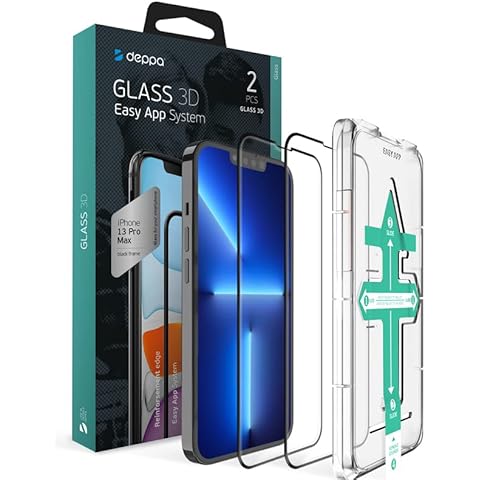 Deppa (2 Pack) Premium Iphone 13 Pro Max Screen Protector Tempered glass 3D Full Coverage with Easy Installation Kit Tray [ Video Installation Guide] Cover