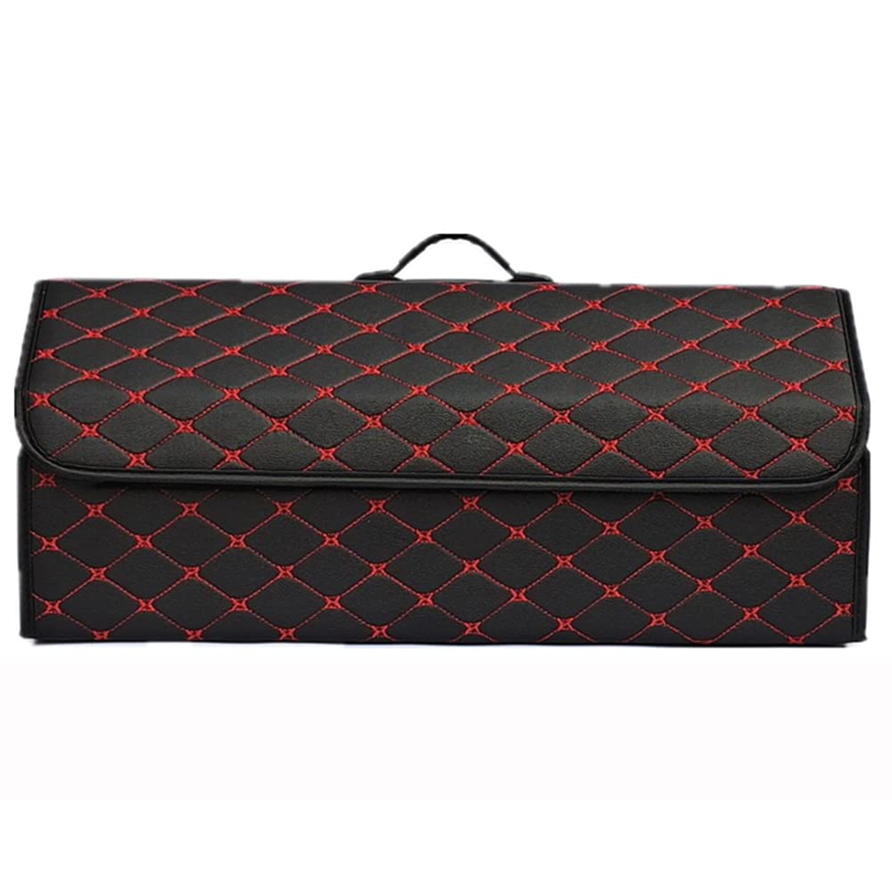 Wangsiwe Blackred Car Collapsible Trunk Boot Tidy Storage Organiser Box For Land Rover Range Rover Discovery Evoque Pu Leather Waterproof Multifunctional With Lid Foldable Organize,-L