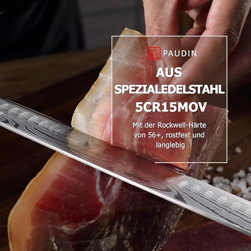 PAUDIN 30cm Profi Tranchiermesser 5Cr15MoV rostfest ergonomischer Holzgriff – Ansicht 6