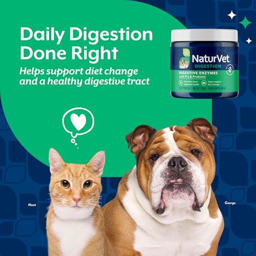 Image of NaturVet Digestive Enzymes with Pre & Probiotic for Dogs & Cats - 8 oz | Supports Diet Changes & a Healthy Digestive Tract with Prebiotics, Powder