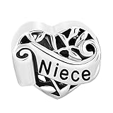 LovelyCharms I Love You Niece Family Tree of Life Heart Charm Beads for Bracelets