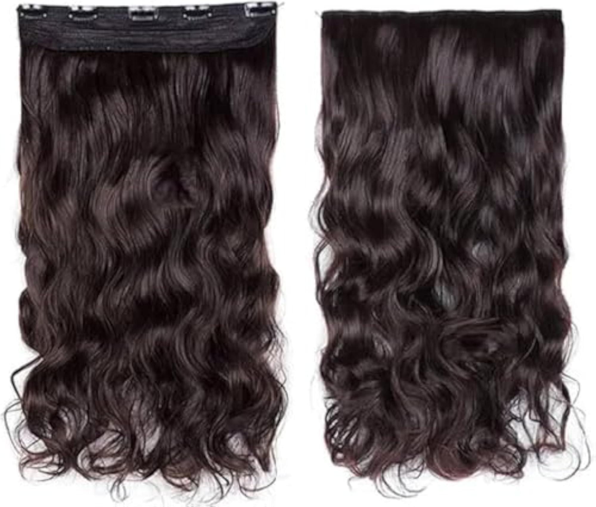 Women's Natural Brown Curly/Wavy Hair Extensions, 24 Inch