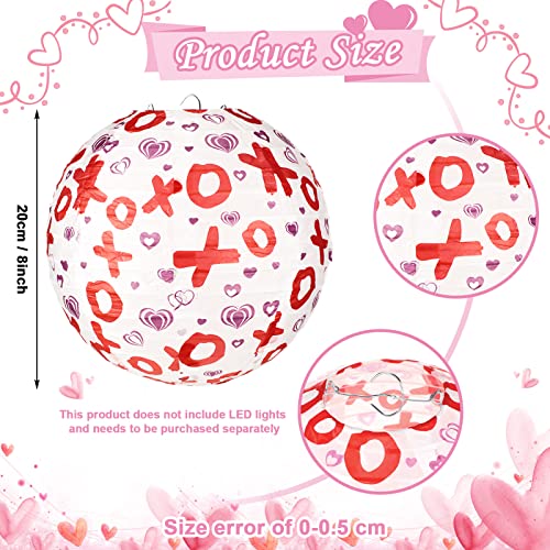 Image of Panelee 12 Pcs Valentine's Day Paper Lanterns Party Decorations Pink Heart Hanging Round Lanterns 8 Inch Hanging Paper Party Decorations for Valentine Indoor Outdoor Party Decorations Supplies