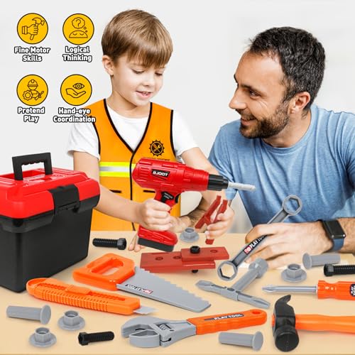 image for Hieoby Kids Tool Set - 50Pcs Toddler Tool Set Age 3-5 Construction Toy