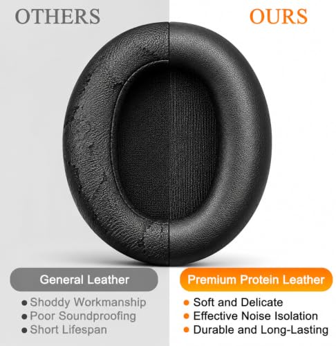 Image of MIZI Replacement Ear Pads Compatible with Sony WH-XB900N, WH-CH710N, WH-CH720N, WH-RF400 & MDR-RF895RK Headphones, Soft Protein Leather Ear Cushions with High-Density Memory Foam, Isolation, Black