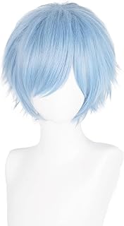 Aicos Short Spiky Layered Light Blue Anime Cosplay Wig | Great for Halloween, Christmas, Carnival & Parties – Free Cap, Perfect Dress-Up Gift