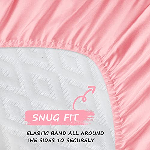 Satin Bassinet Sheets For Baby Girl 2 Pack Pink Bassinet Sheet For Baby Hair And Skin, Soft Silky Bassinet Sheet For Rectangle, Hourglass, Oval Cradle Or Bassinet Pad＆Mattress, Pink #TOP2