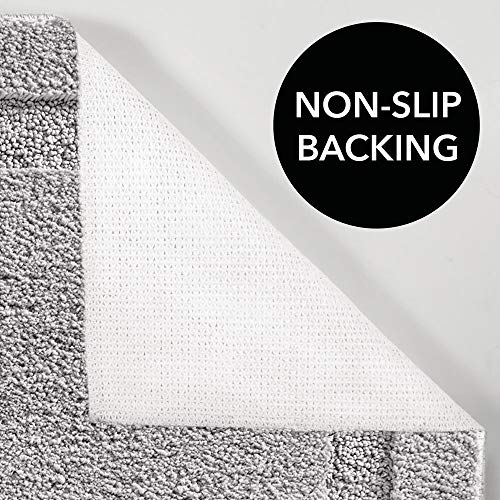 mDesign Soft Microfiber Polyester Non-Slip Rectangular Spa Mat, Plush Water Absorbent Accent Rug for Bathroom Vanity, Bathtub/Shower - Machine Washable, 34
