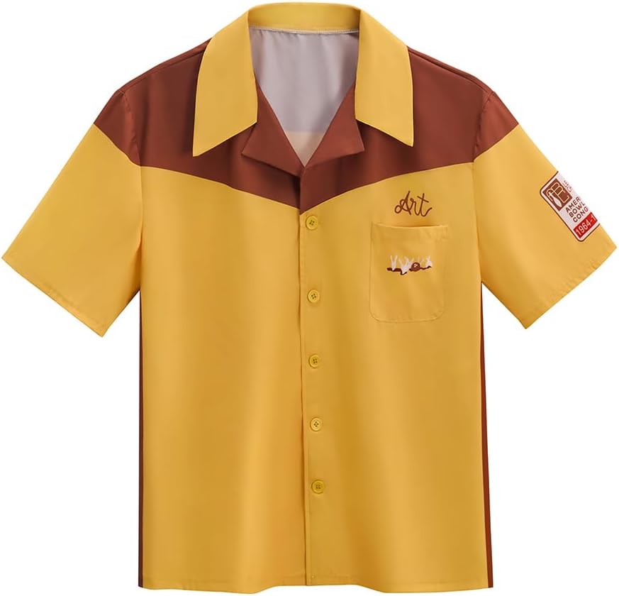 Men's Big Lebowski Costume Shirt The Dude Cosplay Button Down Short Sleeves Retro Bowling Shirt
