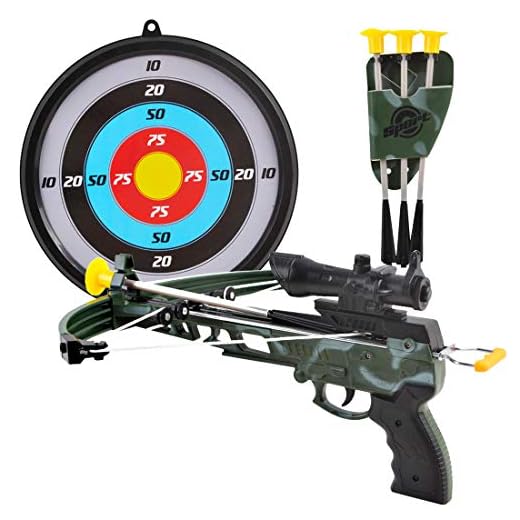 deAO Juego de Tiro al Blanco Conjunto de Ballesta Juguete Playset Infantil Incluye Diana con Soporte y Cinturón para Flechas de Plástico