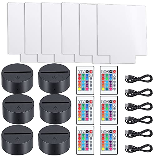 Bases de lámpara LED 3D acrílicas con soporte de luz regulable y 4 modos de color