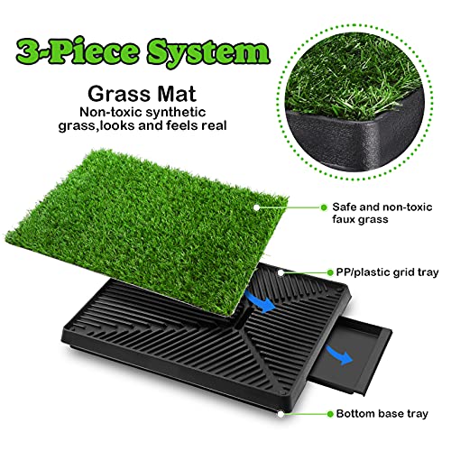 Sailnovo 63x50cm Hundeklo Hundetoilette, Rasen verstärken Welpentoilette mit 2 Pcs Kunstrasen, Hunde Toilette Welpenklo Haustiertoilette Trainingsunterlage