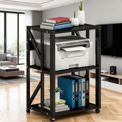 Soporte multimedia AV, estante de audio HiFi de madera maciza de 2/3 niveles, estantes ajustables con ruedas para el hogar, oficina, DJ, teatro, solución moderna de almacenamiento estéreo