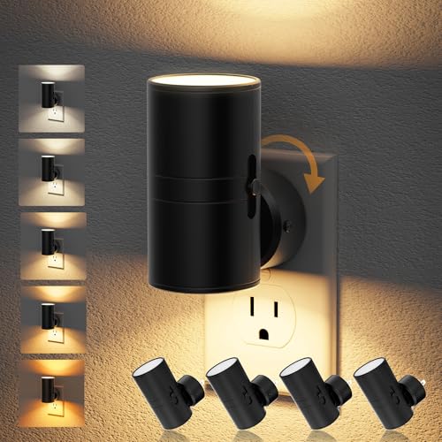 Image of JandCase LED Night Light, Night Lights Plug into Wall with Dusk to Dawn Sensor, 5 Color Temperatures, Rotating Plug, Dimmable Nightlights, Adjustable Brightness for Bedroom Bathroom Hallway, 4 Pack