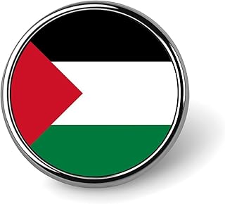 دبوس مطلي بالمينا بعلم فلسطيني، تصميم دائري مع حواف ذهبية، دبوس زينة للفخر الوطني للحقائب وحقائب الظهر