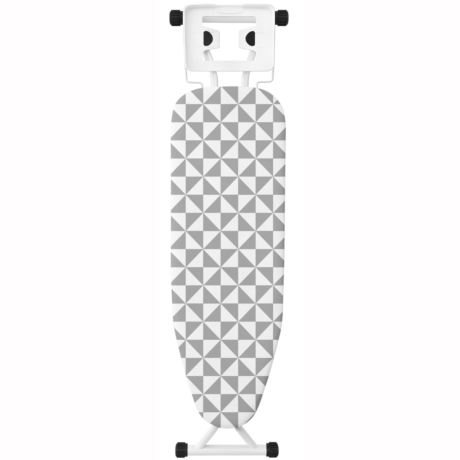 Foldable Ironing Board, Lightweight with Iron Rest, Grey White Geo Triangle