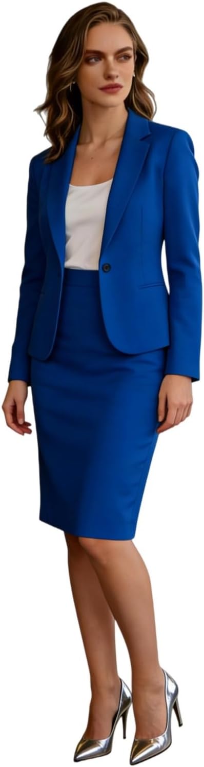 Women's 2 Piece Business Suit Skirt Set Casual Outfits Blazer and Pencil Skirt Interview Outfits