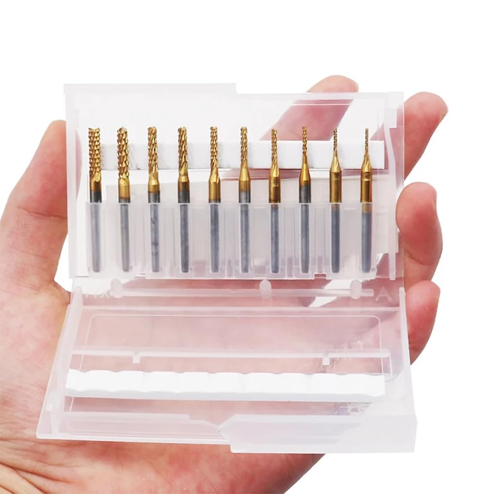 10pcs Carbone Cemente Enduit Titane Enduit CNC Fraises CNC Outils 1.0-3.0mm (1mm 1.5mm 2mm 2.5mm 3mm)