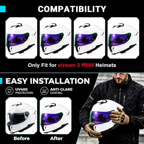 Image of PSLER Stream II Helmet Tinted Visor FF808 Face Shield Replacement for Stream II FF808