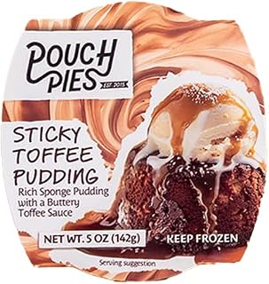 Pouch Pies Sticky Toffee Pudding – 8 x Sticky Toffee, Classic British Dessert, Rich Sponge & Toffee Sauce, Frozen Heat-&-Serve Treat (8-Pack)