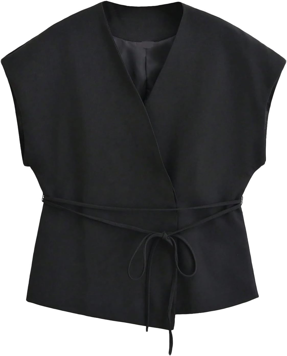 Verdusa Women's Tie Waist Wrap Blazer Vest Top Elegant Dressy Waistcoat Business Casual Outfits