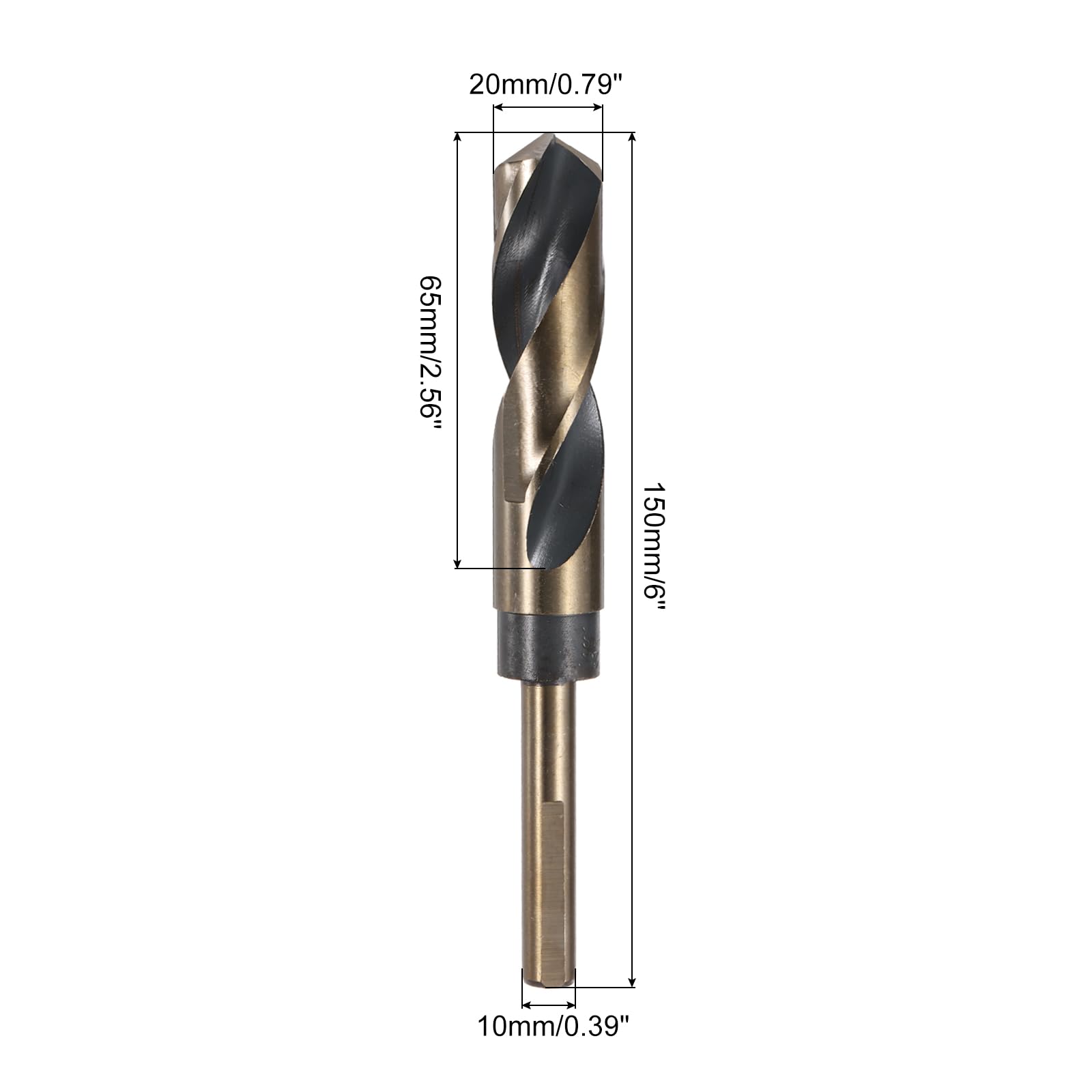 QUARKZMAN 2 Pezzi Punta A Torsione Con Gambo Ridotto 20mm Rivestimento Nitruro Nero E Titanio Oro Acciaio Rapido 4341 Con Gambo 10mm Per Acciaio Inossidabile Lega Metallo Plastica Legno