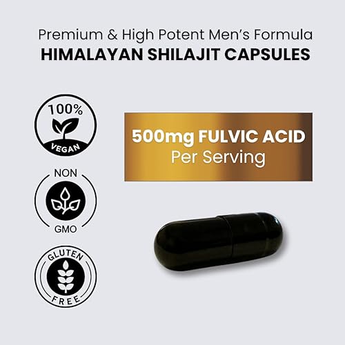 Miniatura 4 de LIVS Cápsulas puras de Shilajit del Himalaya para hombres, 1000 mg por porción con 50% de ácido fúlvico y más de 85 minerales traza, energía,