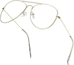 Clear Aviator Glasses Lens Premium Classic Metal Frame Eyeglasses