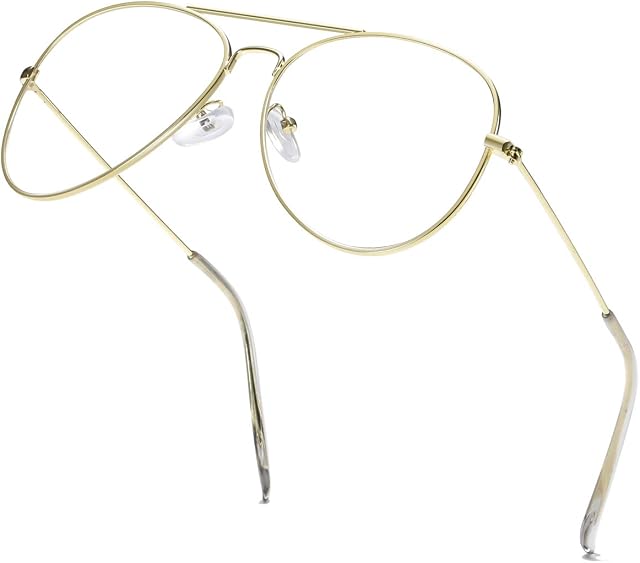 Clear Aviator Glasses Lens Premium Classic Metal Frame Eyeglasses