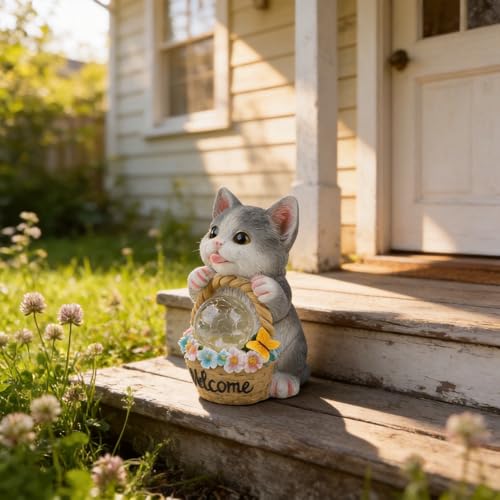Statue de chat en résine résistante aux intempéries LED - 4