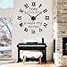 VREAONE Large 3D DIY Wall Clock, Giant Roman Numerals Clock Frameless Mirror Big Wall Clock Home Decoration for Home Living Room Bedroom Wall Decorations(Black)