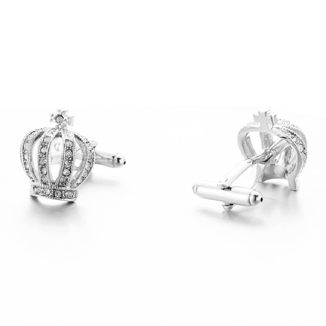 Longcreek Cross Crown Cufflinks for Men, Rhinestone Crystal Crown Cufflinks, King Queen Crown Cuff Links, Silver Crown Shirt Tuxedo Cufflinks, Punk Cufflinks French Cufflinks
