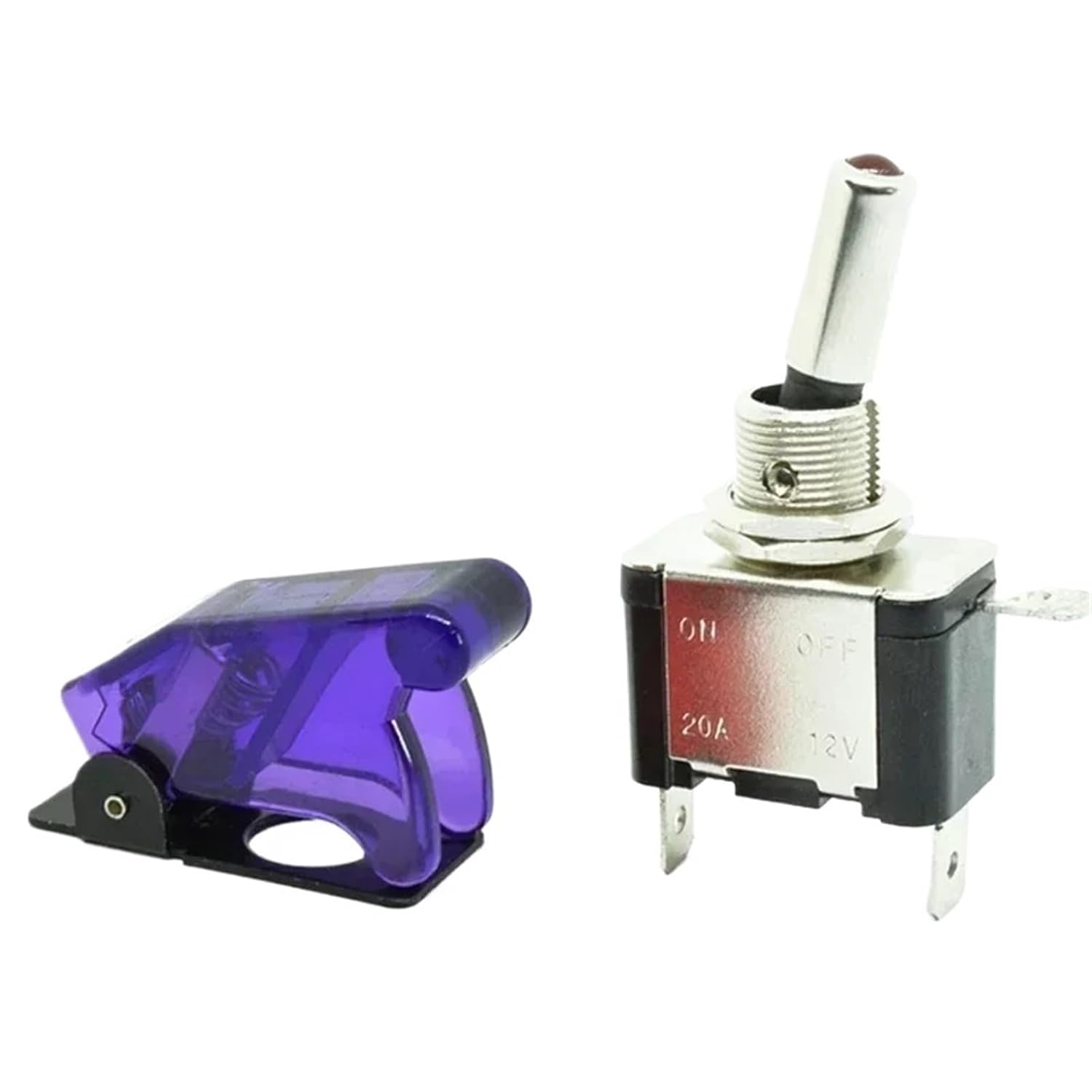 Auto Car Boat Truck 12V LED Toggle Switch Light Illuminated 3pin ON Off 20A with Safety Aircraft Flip Up Cover Guard(Yellow Cover,Blue Switch)