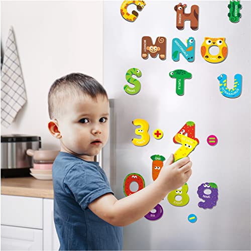image for SpriteGru Magnetic Uppercase Letters and Numbers, Educational Learning