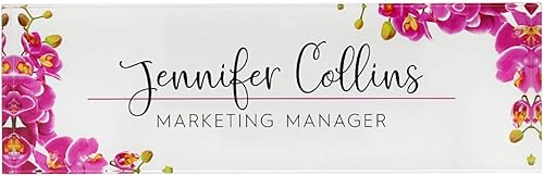 Miniatura 2 de Bloque con placa de nombre de cristal acrílico transparente de alta calidad con diseño único para tu escritorio, 8 x 2.5 pulgadas