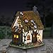 Exhart Solar Flower Vines Fairy House Garden Statue - Mini Flower Vines Fairy Cottage Resin Statue w/Solar Accent Lighting – Hand-Painted Flower Vines Resin Fairy Hut for a Fantasy Garden, 12”