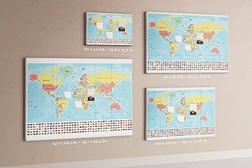 Tableau liège horizontal carte du monde pour planifier les tâches et projets