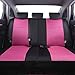 CAR PASS 11PCS Luxurous Leather Universal Car Seat Covers Set ,Universal fit for Vehicles,Cars,SUV,Airbag Compatible (Black and Rose Pink)