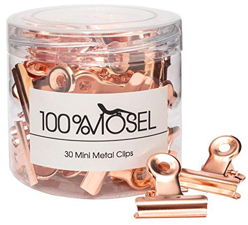 Mini pinces en métal | 20 mm | 30 pièces | Pince à lettre | Clips papier | pinces modèle bulldog pour bureau et maison Rose doré Cover