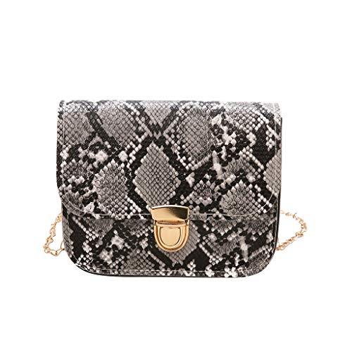 FEISI22 Women's Snakeskin Crossbody Bag Shoulder Bag Hologram Leather Purse Retro Shoulder Messenger Chain Bags Red