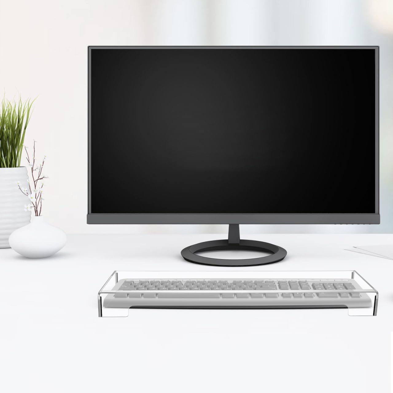 Acrylic Keyboard Cover, Clear Keyboard Dust Cover for Desktop Anti-Cat Protector Lid Waterproof Protective Case (18.5x5.9x1.8 Inches)